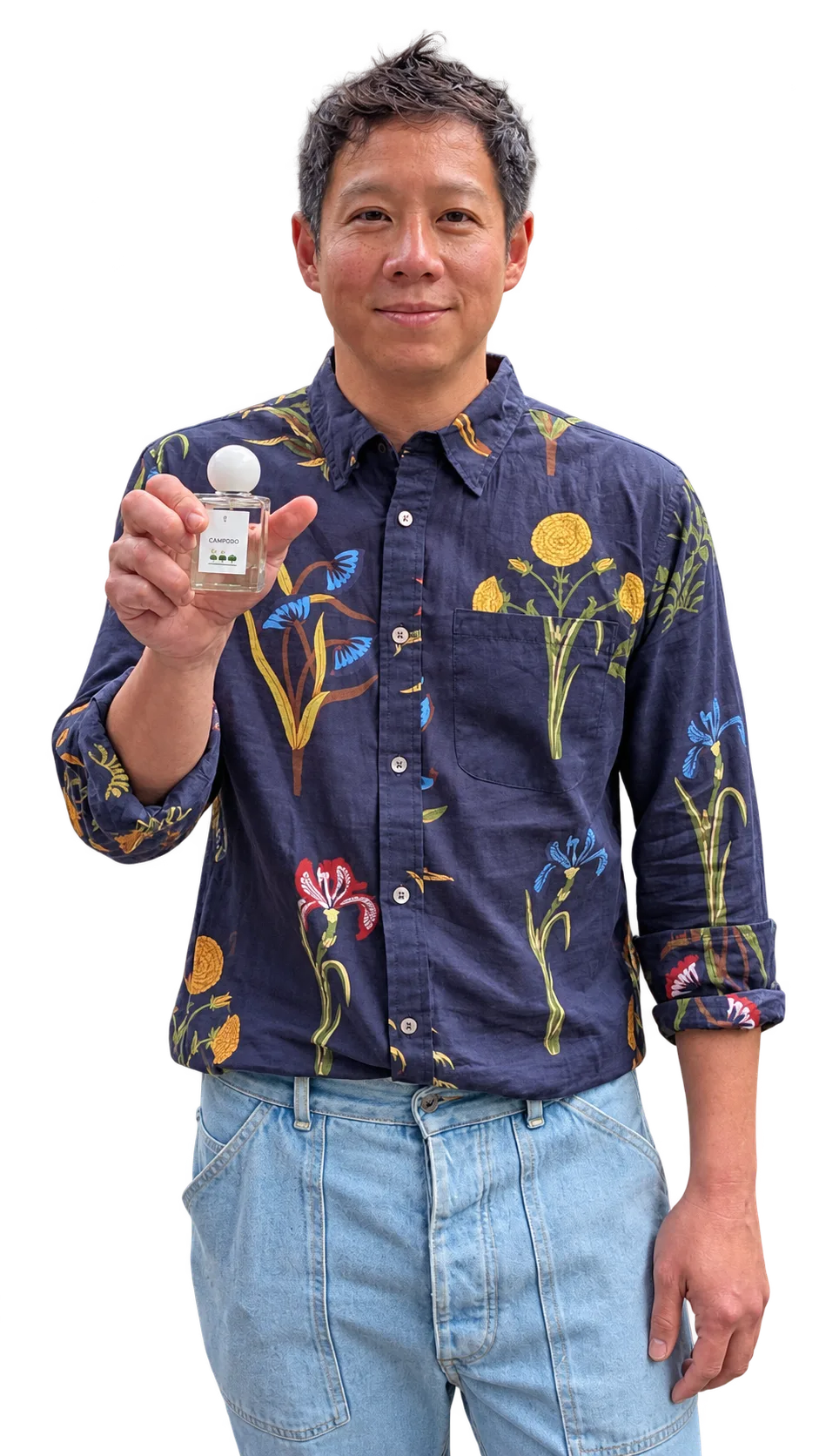 Albert holding a Maison Buongiorno perfume bottle